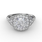 Fana Floral Halo With Diamond Accents Engagement Ring