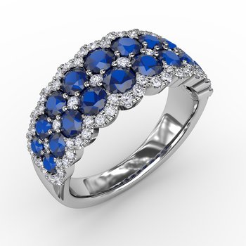 Get Sentimental Sapphire and Diamond Double Row Ring