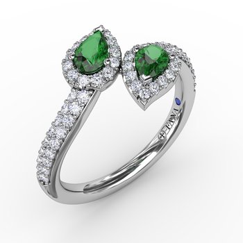Double The Love Emerald and Diamond Ring
