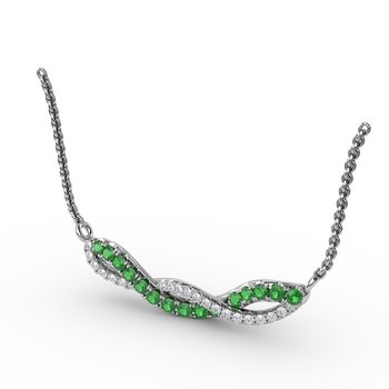 Emerald and Diamond Twist Pendant