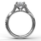 Fana Cushion Halo With Diamond And Gold Twist Engagement Ring