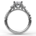 Fana Three Stone With Pave Engagement Ring