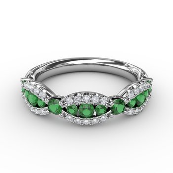 Emerald and Diamond Scalloped Ring