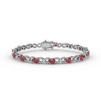 Ruby and Diamond Pear Shape Bracelet