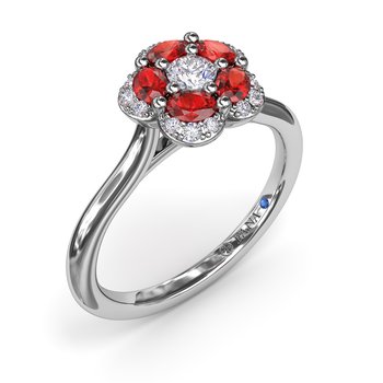 Floral Ruby and Diamond Ring