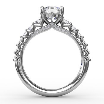 Contemporary Diamond Solitaire Engagement Ring With Openwork Diamond Band