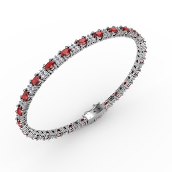 Alternating Ruby and Diamond Bracelet