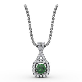 Halo Emerald and Diamond Pendant
