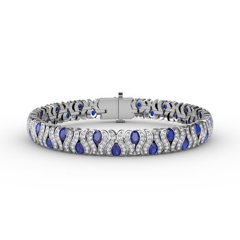 Wave Sapphire and Diamond Bracelet