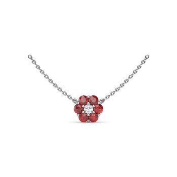 Floral Ruby and Diamond Necklace