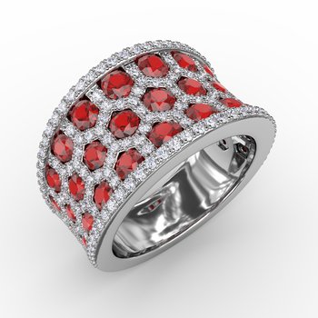 Motif Ruby and Diamond Ring