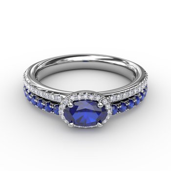 Double Row Oval Sapphire and Diamond Ring