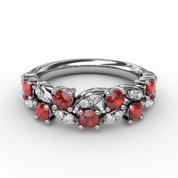 Marquise Ruby and Diamond Ring