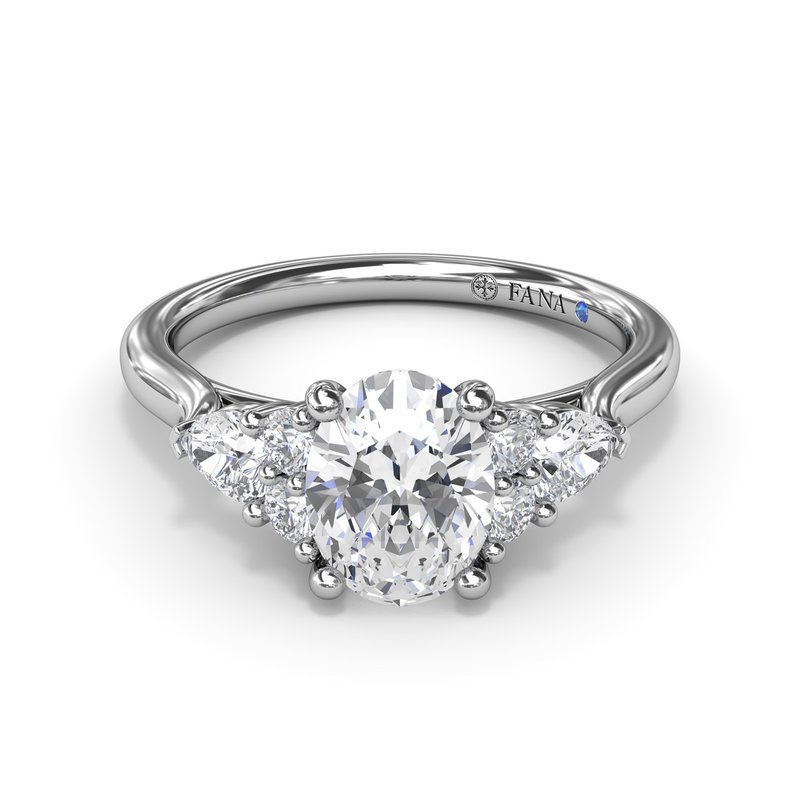 Pear Side Cluster Diamond Engagement Ring