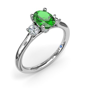 Three Stone Emerald and Diamond Ring