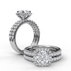 Fana Classic Diamond Halo Engagement Ring with a Gorgeous Side Profile