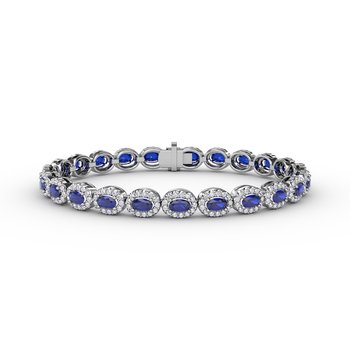 Striking Oval Sapphire and Diamond Bracelet