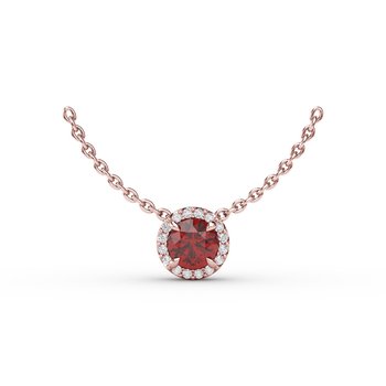 Classic Ruby and Diamond Pendant Necklace