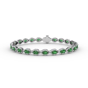 Pear-Shaped Diamond & Emerald Bracelet