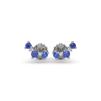 Five Stone Sapphire and Diamond Climber Earrings