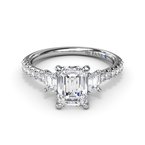 Fana Enchanted Three Stone Emerald Diamond Engagement Ring