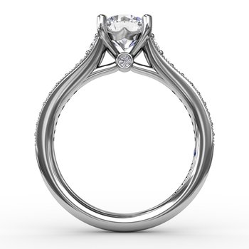 Classic Round Diamond Solitaire Engagement Ring With Milgrain Edge