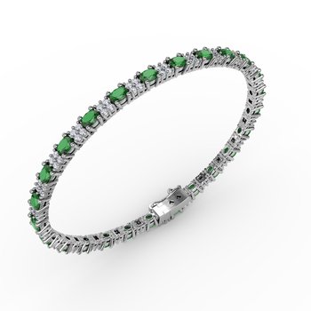 Alternating Emerald and Diamond Bracelet