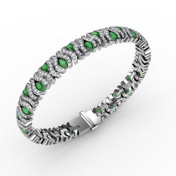 Wave Emerald and Diamond Bracelet