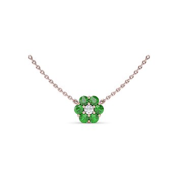 Floral Emerald and Diamond Necklace