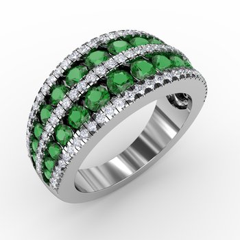 Chasing Bliss Emerald and Diamond Stacked Row Ring