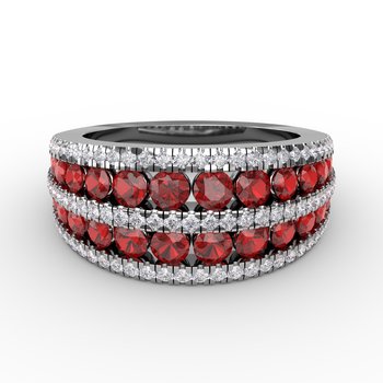 Chasing Bliss Ruby and Diamond Stacked Row Ring