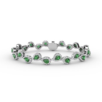 Decorated Emerald and Diamond Bracelet