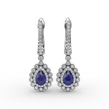 Pear-Shaped Sapphire and Diamond Earrings