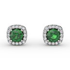 Fana Cushion Cut Emerald Stud Earrings