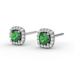 Fana Cushion Cut Emerald Stud Earrings