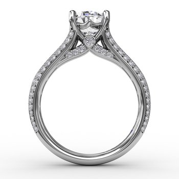 Oval Diamond Engagement Ring With Baguettes and Pavé Diamonds