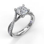 Fana Alternating Diamond Twist Engagement Ring