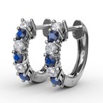 Fana Shared Prong Sapphire And Diamond Hoop Earrings