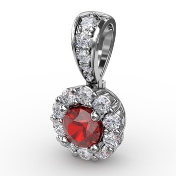 Halo Ruby and Diamond Pendant