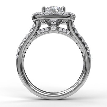 Exquisite Unique Double Halo Engagement Ring