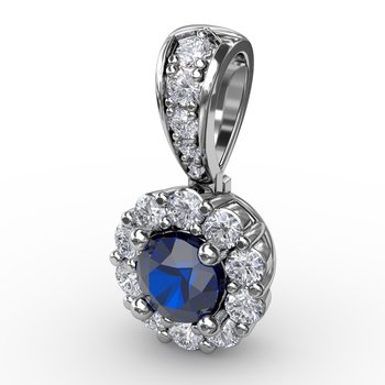 Halo Sapphire and Diamond Pendant